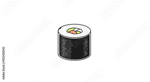 Single Sushi Roll with Salmon and Avocado - Japanese Cuisine