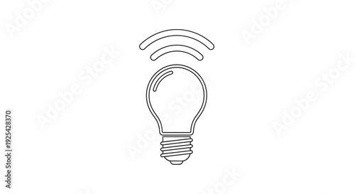 Smart Light Bulb Icon with Wi-Fi Signal Waves, Connected Technology Concept