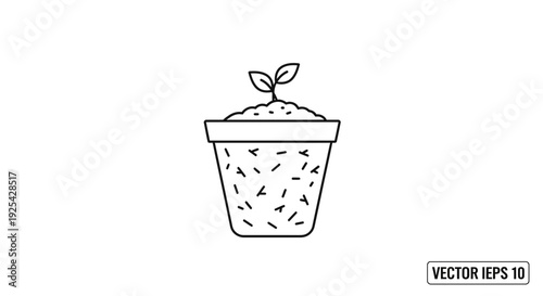 Sprout Growing in Pot, Seedling Plant Icon, New Life, Growth Concept, Vector Illustration