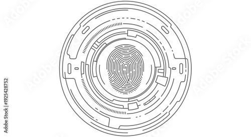 Digital Fingerprint Scan Icon: Biometric Security, Identity Verification, Technology Concept