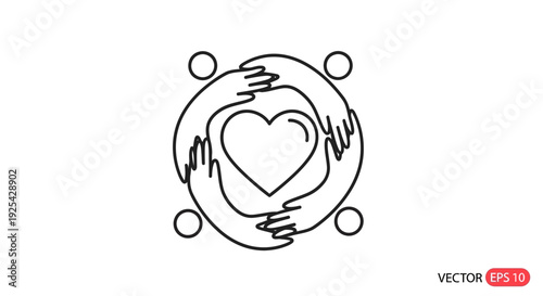 Circle of Hands Holding Heart Symbolizing Unity, Love, Support, and Teamwork
