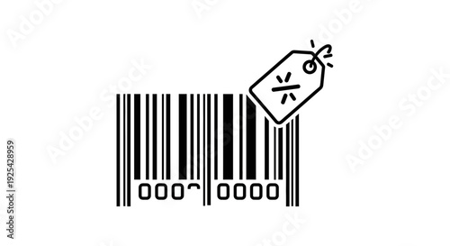 Discount Tag with Barcode Icon, Sale and Price Reduction Concept