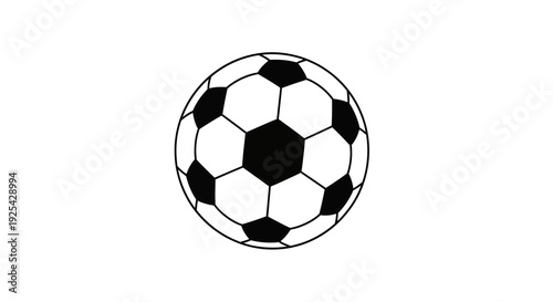 Classic Black and White Soccer Ball Icon on White Background