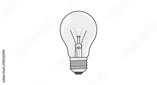 Classic Incandescent Light Bulb, Clear Glass, Isolated on White Background