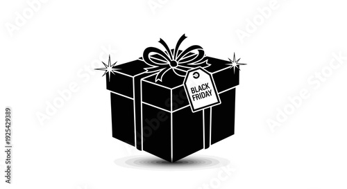 Black Friday Gift Box Icon, Sale Promotion, Shopping Discount, Holiday Season