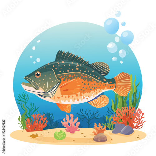 Colorful fish swimming in underwater habitat illustration