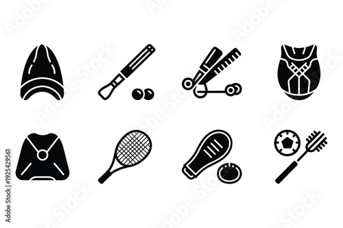 Sports Equipment Icons: Tennis, Soccer, and More