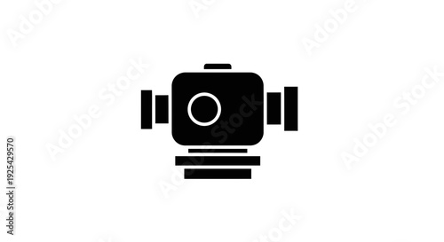 Black icon of a 3-way pipe fitting, plumbing connection, industrial element, graphic resource