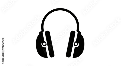 Black Icon of Headphones, Symbolizing Music, Audio, and Sound