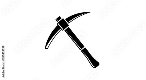 Black pickaxe icon on white background