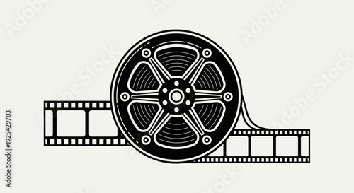 Vintage Film Reel with Strip of Movie Film