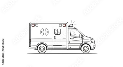 Ambulance vehicle drawing, emergency medical service transport, medical symbol