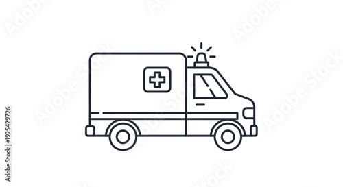 Ambulance Vehicle Icon, Medical Emergency Transport, Healthcare Symbol