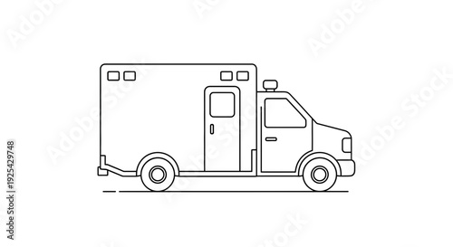 Ambulance Vehicle Line Art Icon - Medical Emergency Transport Service
