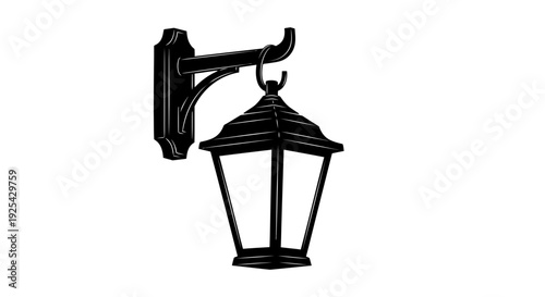 Vintage Outdoor Wall Lantern, Black Silhouette, Classic Exterior Light Fixture