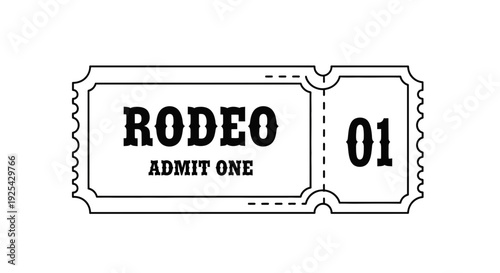 Vintage Rodeo Admit One Ticket, Number 01, Western Event Admission Pass