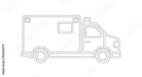 Ambulance Vehicle Outline Vector Graphic