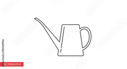 Watering Can Icon Line Art Isolated on White Background, Garden Tool for Plants
