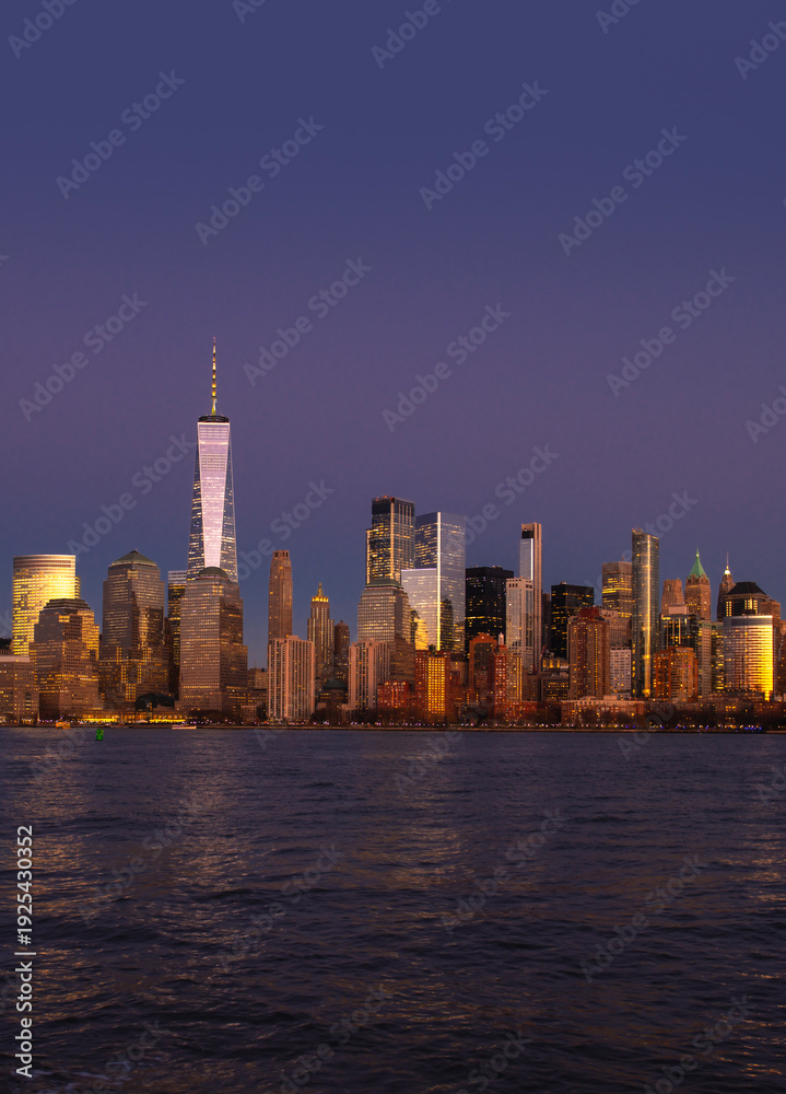 Obraz premium New York city. New York cityscape skyline. New York downtown panorama. New York iconic landmark. NYC with Manhattan at night.