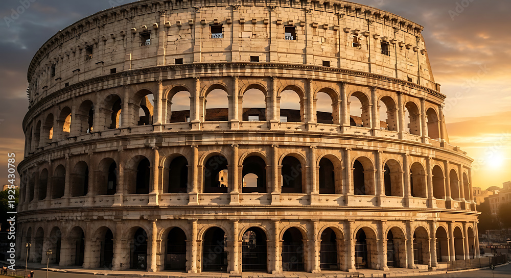 Fototapeta premium Colosseum at Sunset Rome Italy Ancient Amphitheater Landmark