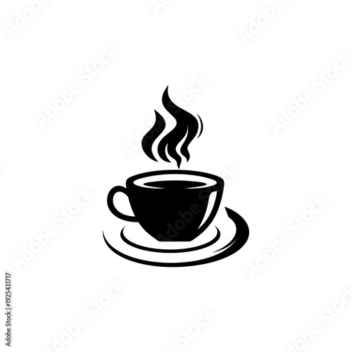 Icon of a cup of hot coffee with thin smoke with its distinctive aroma.