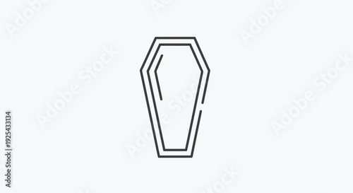 Outline Coffin Casket Icon Isolated White Background