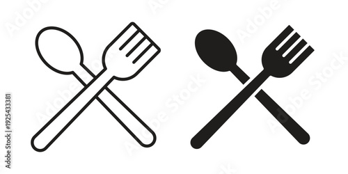 Spoon and Fork icon. Vector Isolated Illustration for web design.