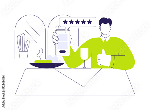 Rating a restaurant isolated cartoon vector illustrations.