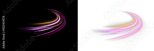 Spiraling neon trails twist across dark surfaces, creating vibrant motion. Shimmering sparks add depth and energy. Perfect for digital art and futuristic design.