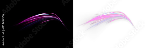 Abstract motion streaks swirl in vibrant neon colors. Glowing particles intensify the dynamic flow. Ideal for sci-fi backgrounds and high-speed animations.