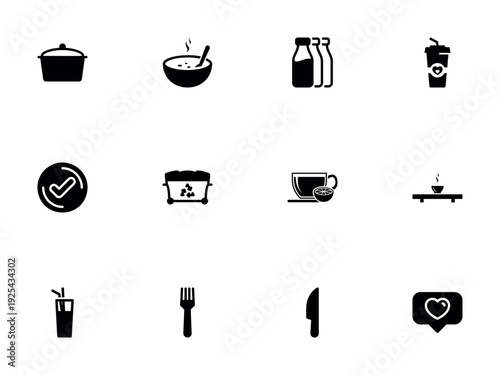 Black Icons for Culinary Service Menu and Order Tracking