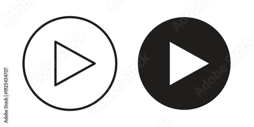 Video play button icon design silhouette and line art style on white background