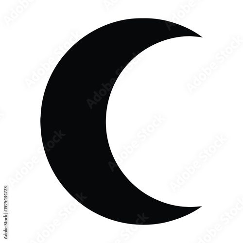 Crescent moon silhouette against white background