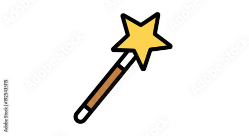 Simple Magic Wand Icon with Golden Star