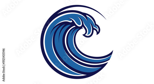 Stylized Blue Ocean Wave Illustration