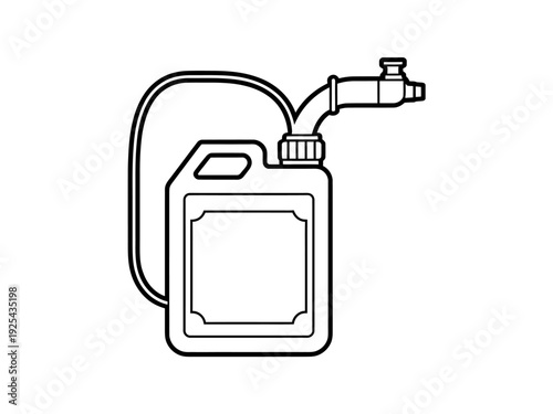 Line drawing of a jerrycan with spout and handle
