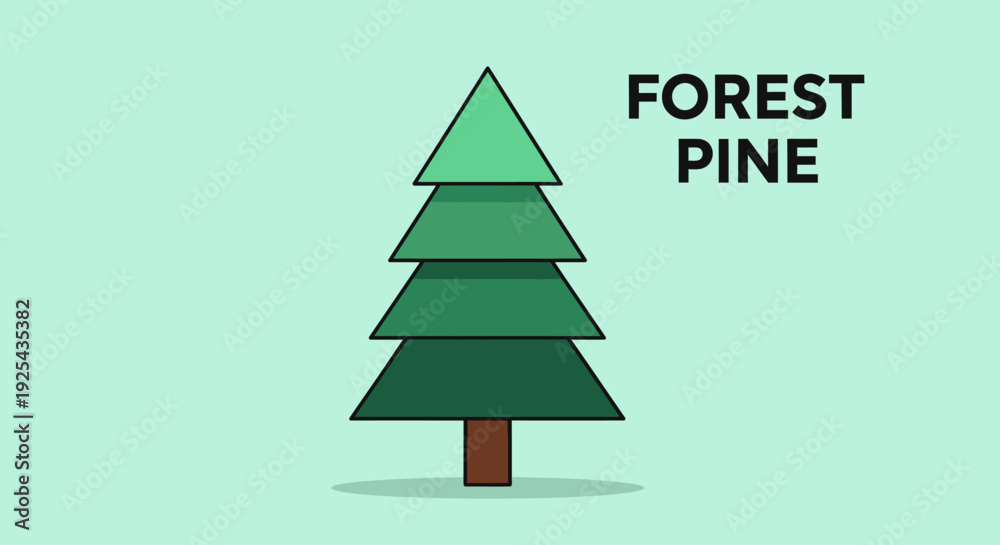 Fototapeta premium Stylized illustration of a pine tree with green layers on a light blue background.