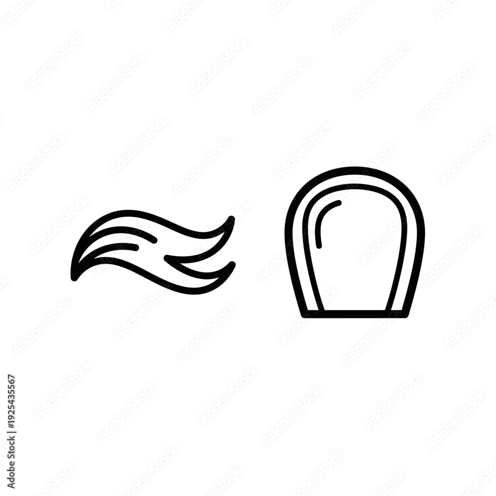 Obraz premium Abstract linework icons, a fiery trail and a glowing hollow, representing mystical energy, light, or transformation.