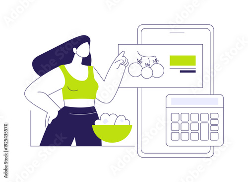 Counting calories isolated cartoon vector illustrations.