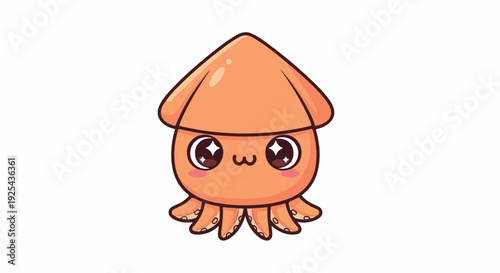 A cute cartoon octopus character with a peach-colored body and triangular head against a clean white background.