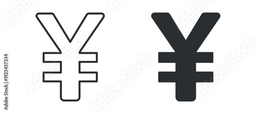 Yen currency icon set, Japanese money symbol, financial exchange sign, banking vector illustration