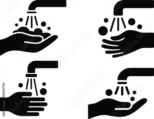 Hygiene and Disinfection Line Manual Design Collection Sanitizer and Protection Icons