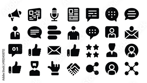 Collection of social media and communication icons for business and networking