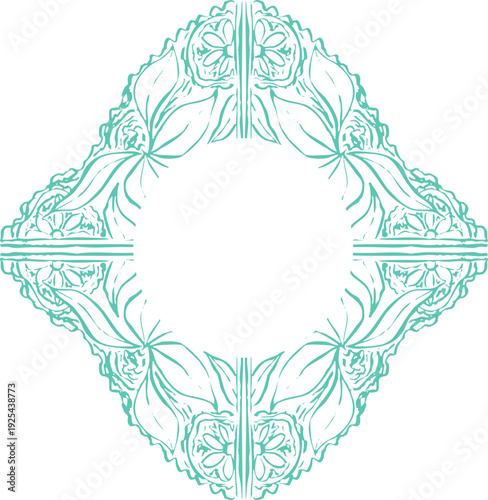 Quirky diamond-shaped ornamental frame in modern decorative style for logos and creative layouts.