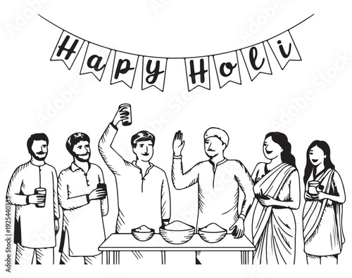 People Celebrating Holi with Colorful Powders