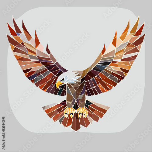Majestic geometric eagle design with outstretched wings, a powerful symbol of freedom and strength