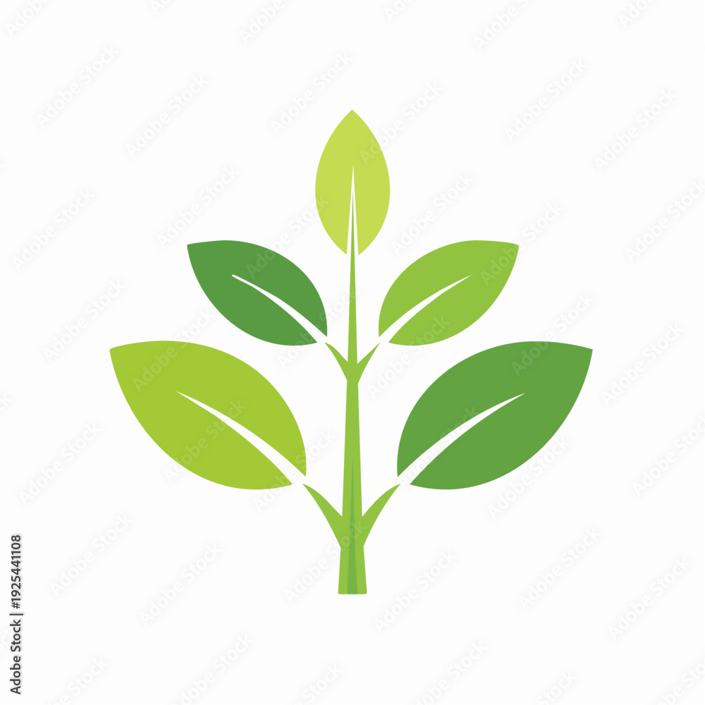 Fototapeta premium Abstract illustration of a green leafy plant stem with simple design