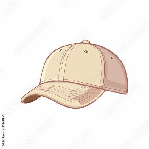 Baseball cap illustration, isolated on white background, stylish headwear design.