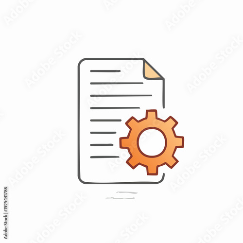 Document and Gear Icon Design, Engineering and Management Concept