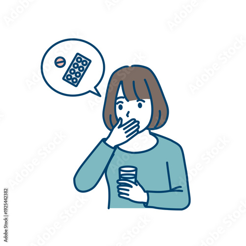 薬を飲む女性のイラスト